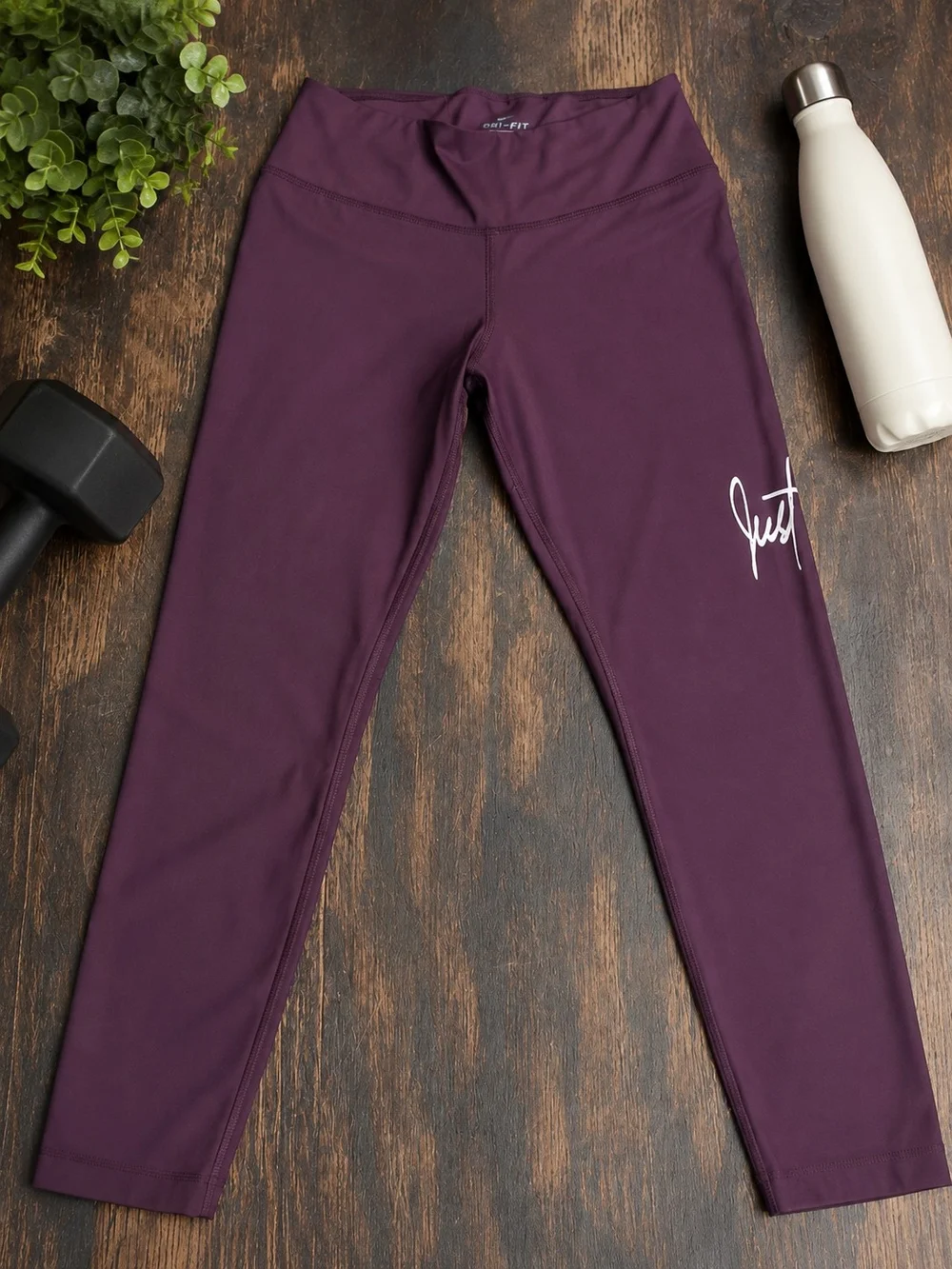 Nike Plum High-Rise Performance DRI-FIT Leggings with Script Logo